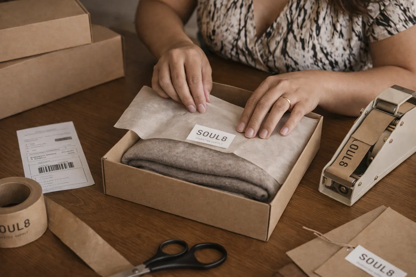 Packing a branded Soul8 order for shipping